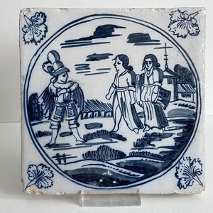 Antique tile - Biblical - Bible - 19th century - Blue and white - Delft - Delftware - Dutch - Wall