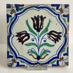 17th century Delft tile - Tulips - Tulip - Wall - Kitchen - Flower - Flowers - Delft - Delftware - Dutch Ceramic - Earthenware