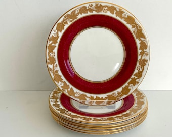 Set (6) Wedgwood &#39;Whitehall Powder Ruby&#39; pastry or cake plates - England, 1940&#39;s - Dinner, dish - Tableware, crockery - English - Vintage