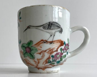 Chinese porcelain - Qianlong dynastie - Cup - 18th century - Crane