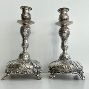 German 800 silver - Candlesticks - Ludwig Kramer - 19th century
