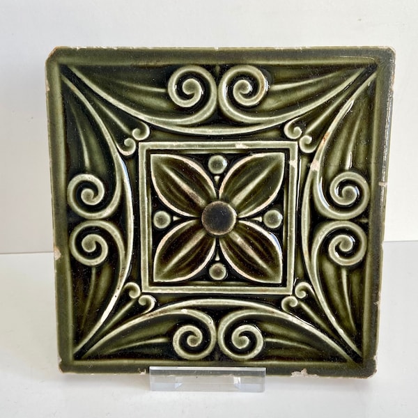 Carreau Art nouveau - Angleterre - Antique - Vert