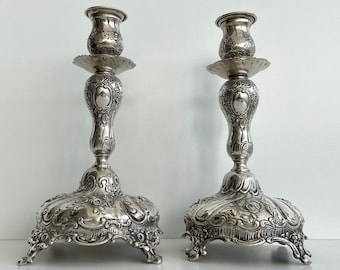 German 800 silver - Candlesticks - Ludwig Kramer - 19th century