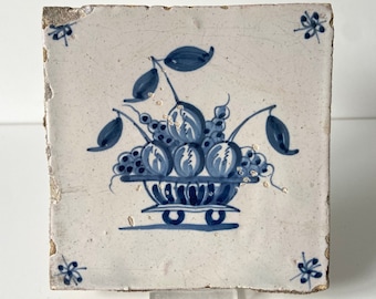 アンティーク タイル - オランダ - デルフト ブルー - 紫 - 18 世紀