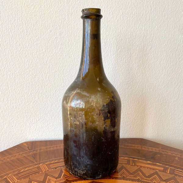 Jahrhundert Weinflasche - Antikes Glas - Archäologisches Artefakt - Niederländisch - Kanalfund