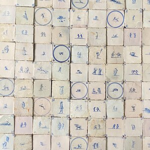 81 x Antique Delft tile - 17th and 18th century - Blue and white - Delftware - Wall - Kitchen - Fireplace