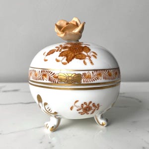 Herend Apponyi - Caja con tapa - Naranja - Siglo XX - Porcelana húngara