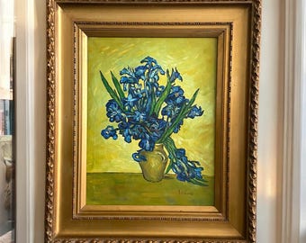 ヴィンセント・ファン・ゴッホ - 黄色の背景にアイリスの花瓶 50 x 60
