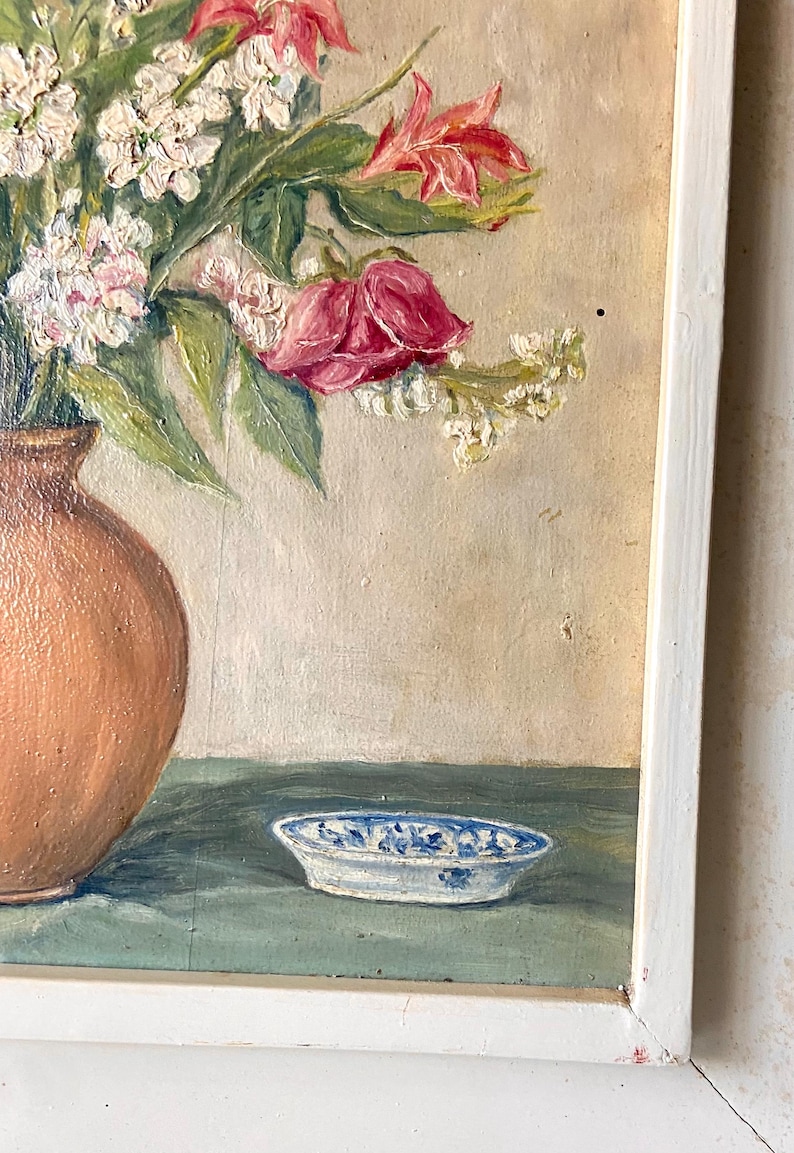 Spros 1946 Painting Still Life Vase With Flowers Painted by Spros Oil