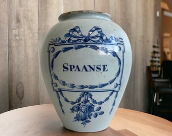 Delftware tobacco jar - 18th century - 'Spaanse' - Dutch ceramic - by Jan Pennis