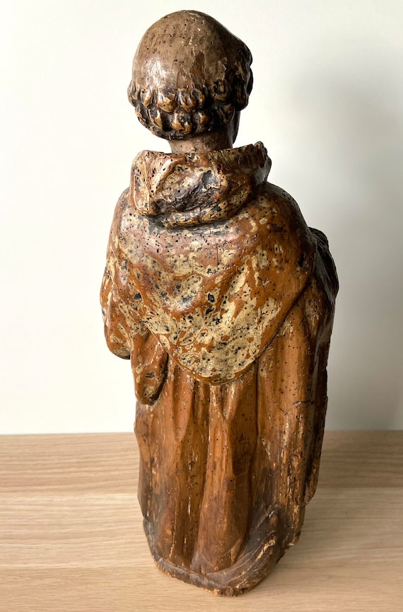 Early 16th Century - Polychromed Oak Wood Figure - Monk - Germany