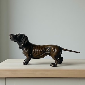 Antique Teckel dog - Dachshund - Bronze - 19th century - Antique - Sculpture - Memento