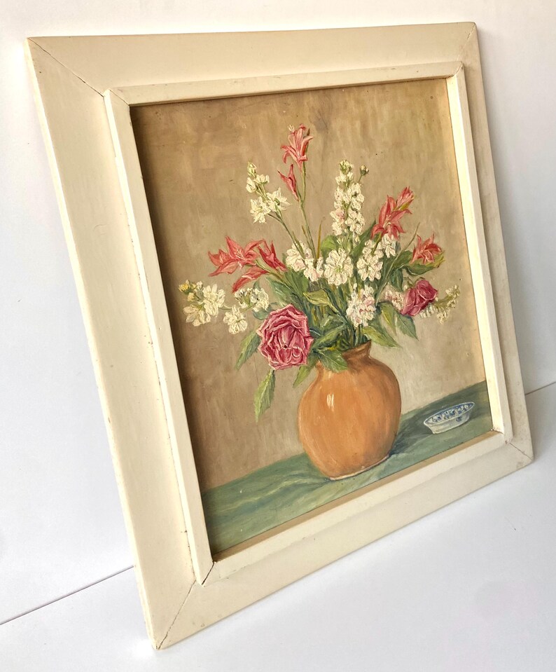 Spros 1946 Painting Still Life Vase With Flowers Painted by Spros Oil