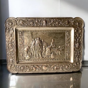 Antique tray - Decorated - 19th century - Wall decoration - Plaque