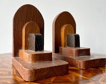 Art Deco bookends - Amsterdamse school - Different pieces of wood - Early 20th century