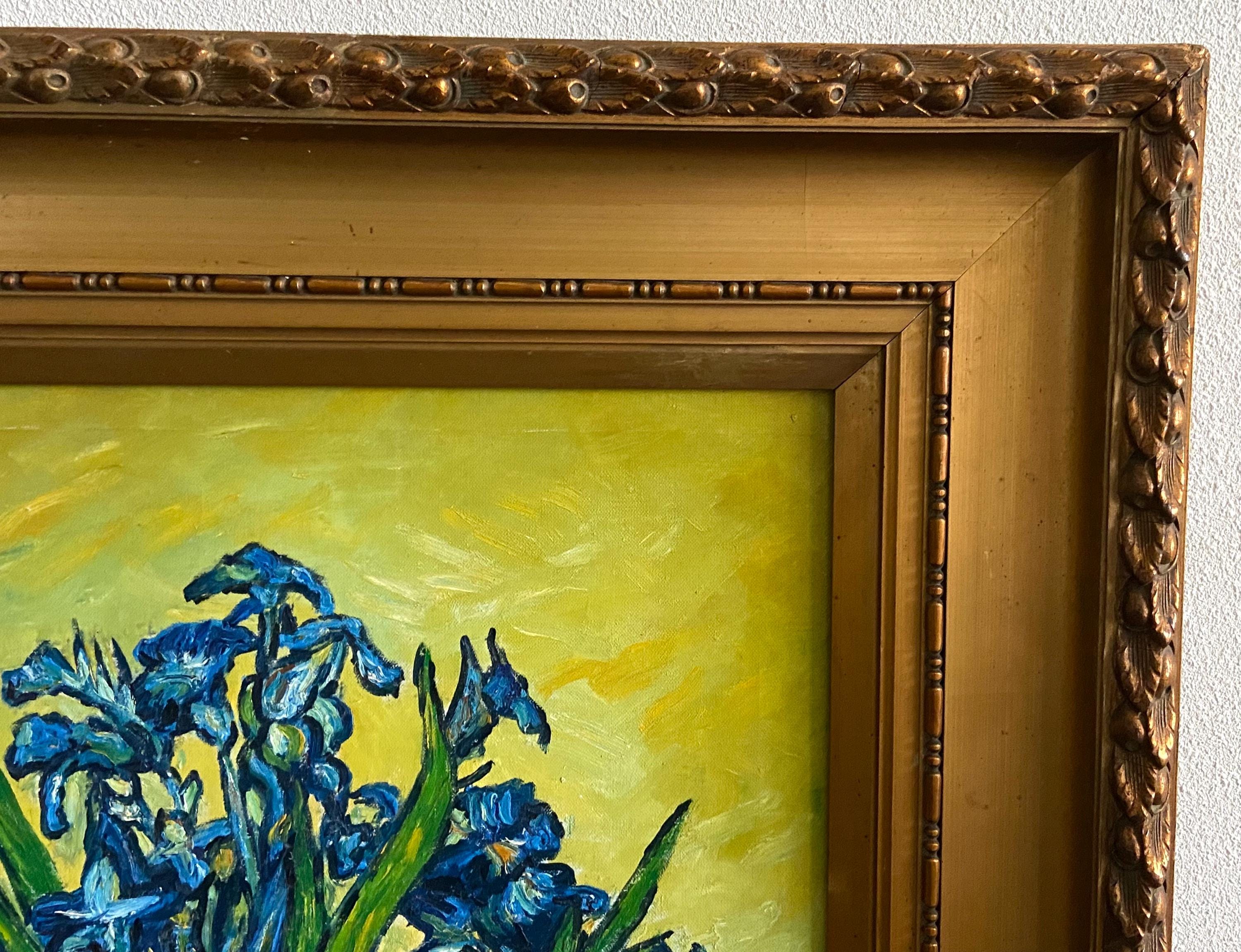 GENTLE DEER Stampa Su Tela Con Cornice - Quadro Con Iris E Cervo, Riproduzione Di Van Gogh, Decoro Muro Per Soggiorno E Camera Da Letto - 3