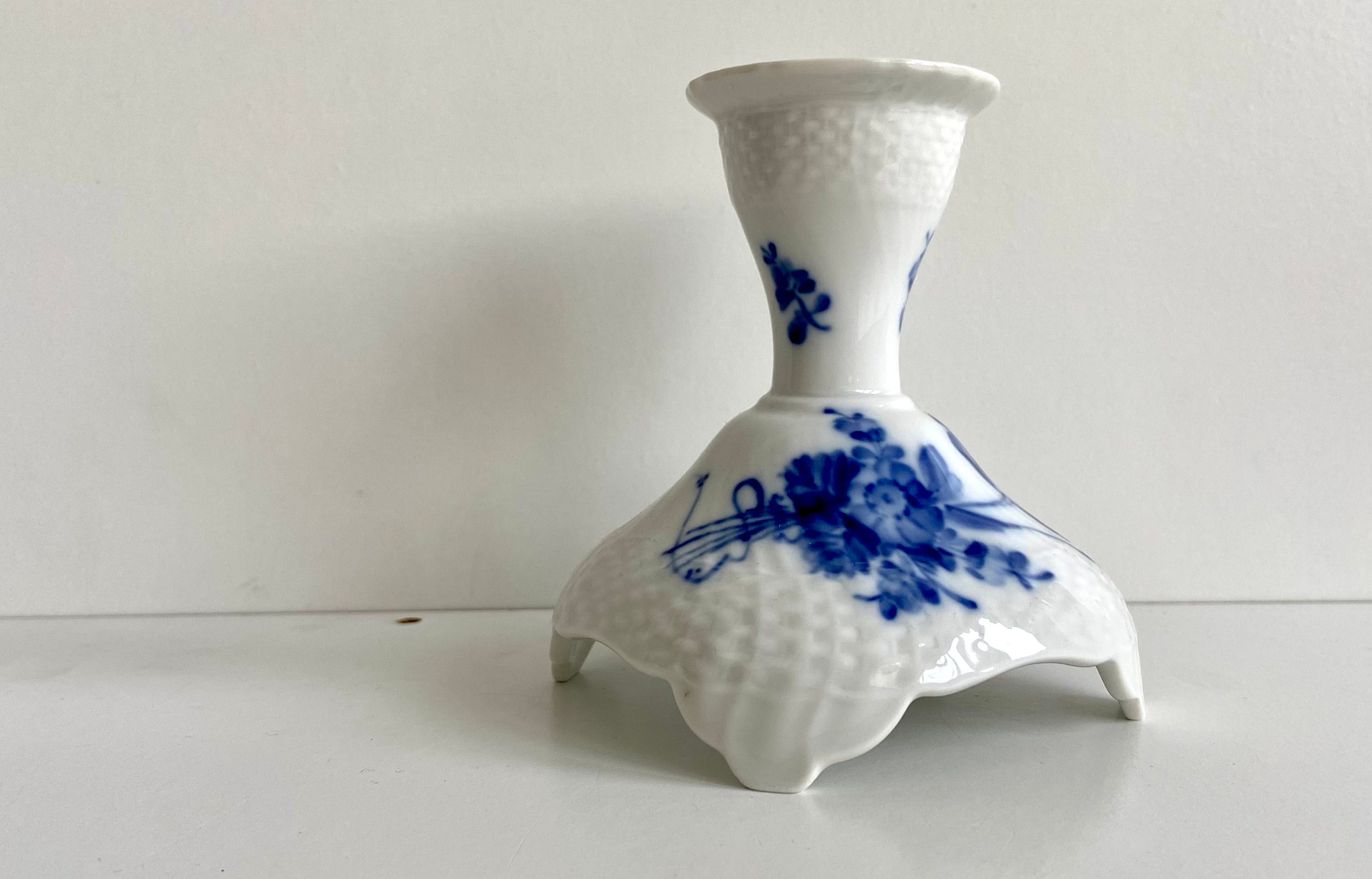 Royal Copenhagen Braided 'blue Flower' Porcelain Candle Stick 10