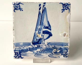 18 世紀のヴィンテージ タイル 2 枚 / オランダのアンティーク
