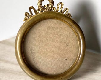 Antique picture frame - Brass - Glas - 19th century - France - Round