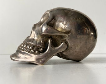 Vintage Memento Mori - Skull - Silver plated brass - Metal - Early 20th century