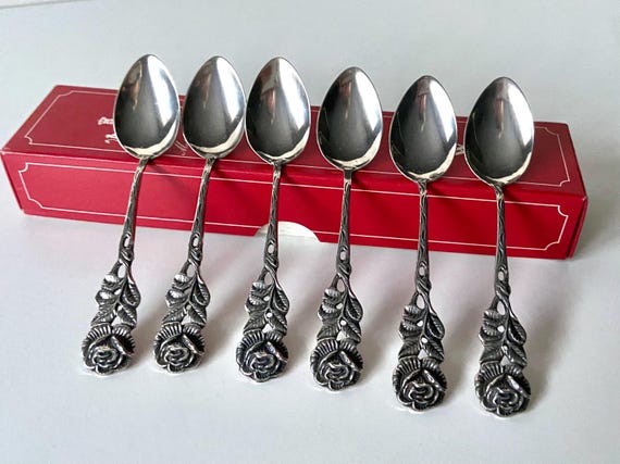 800 Silver - Tea Spoons - Rose - Antiko - Vintage - Etsy