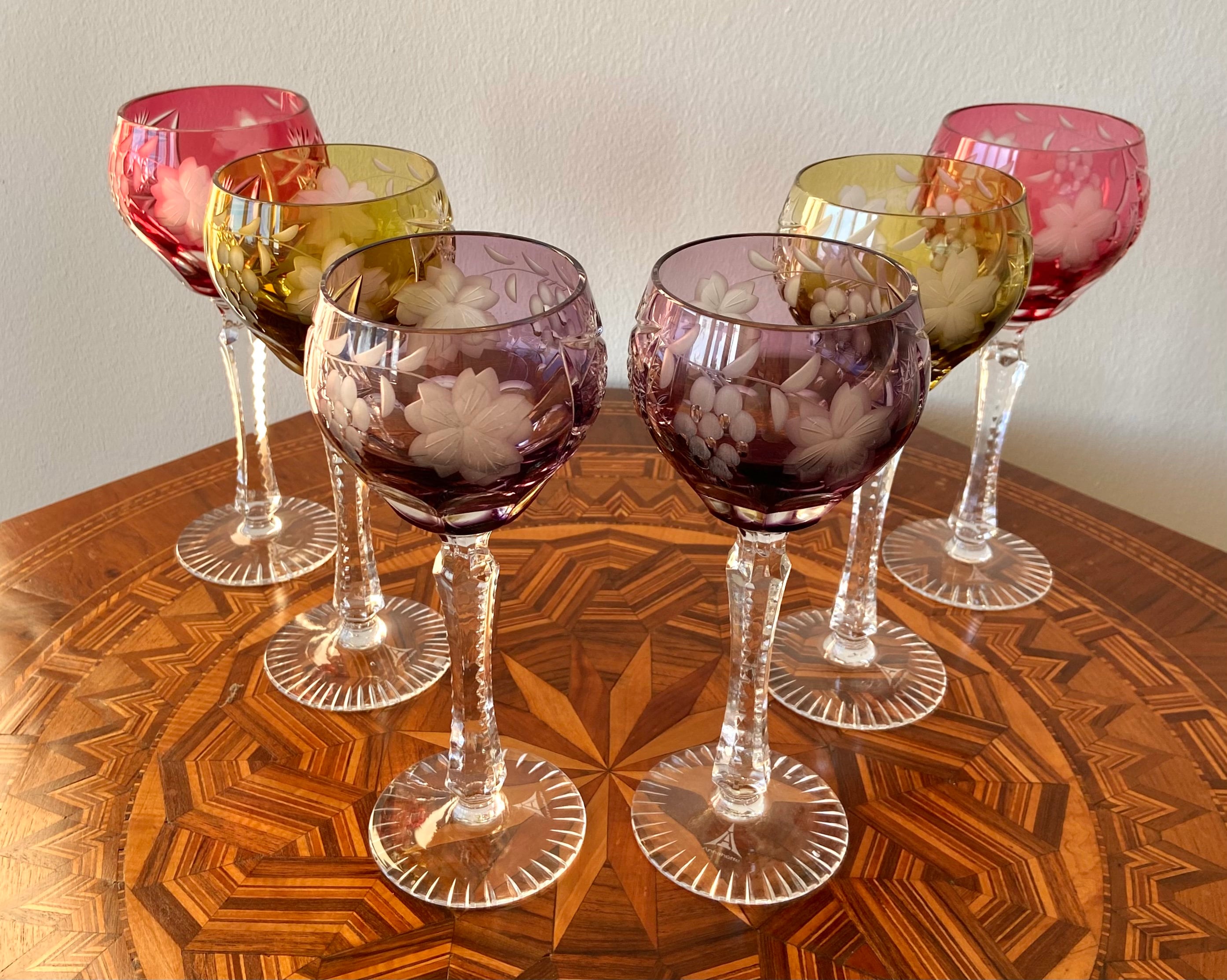 Anna Hutte - Set of Six Wine Glasses - Crystal - Germany - Marked - Etsy