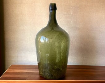 XL antique glass bottle - Late 18th to early 19th century - Archeological artefact