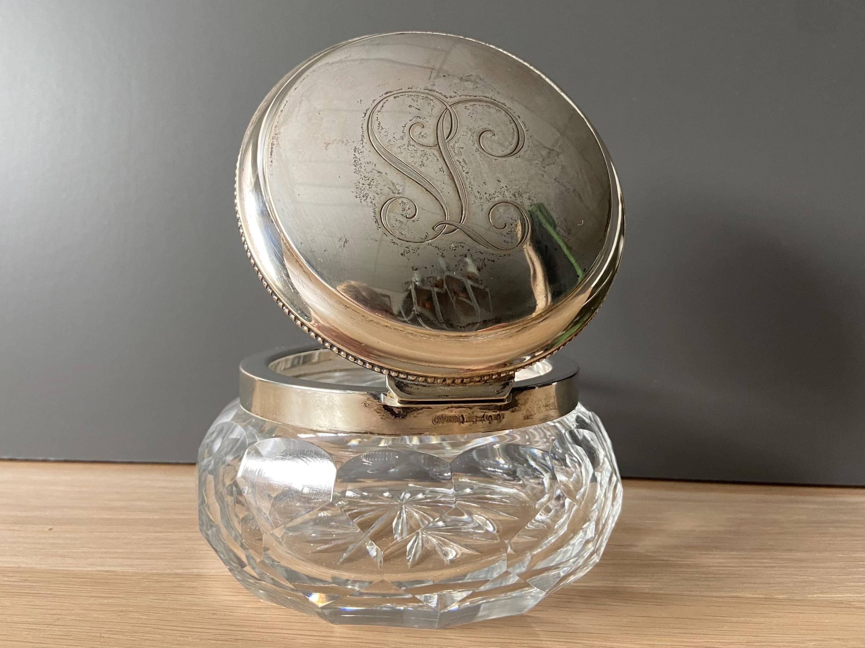 Antique candy box - Crystal with silver - Germany - 19th to early 20th century - Initials JS