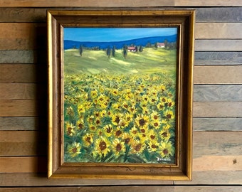 Domagala - Painting - Sunflowers - Mediterranean area and sea - Artwork - Summer - Frame