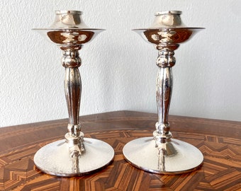 Holmsted - Sterling silver - Pair of two candlesticks - Denmark - Art Nouveau - Early 20th century