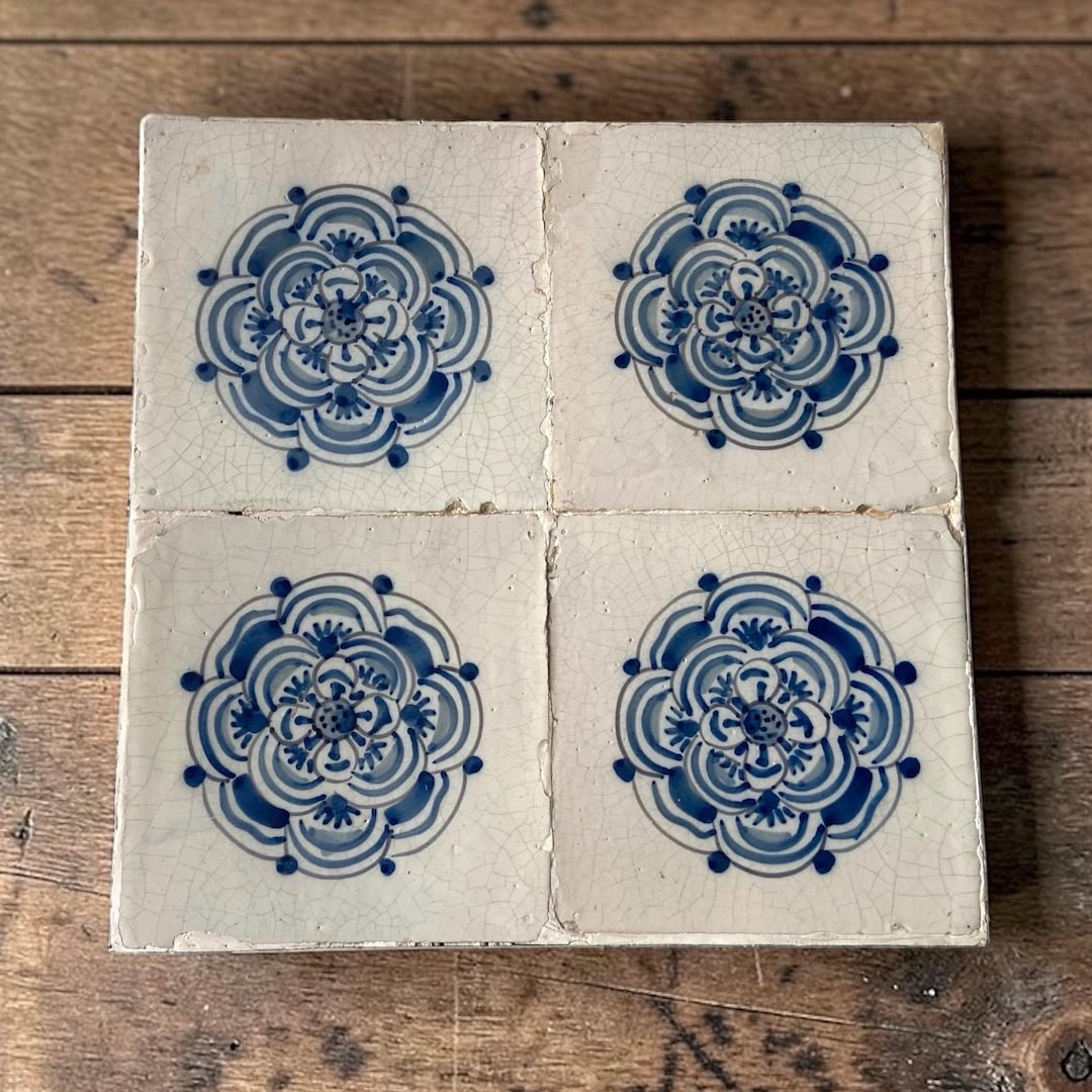 Antique Delft Tiles - Roses - Blue and White - Wall - Kitchen ...