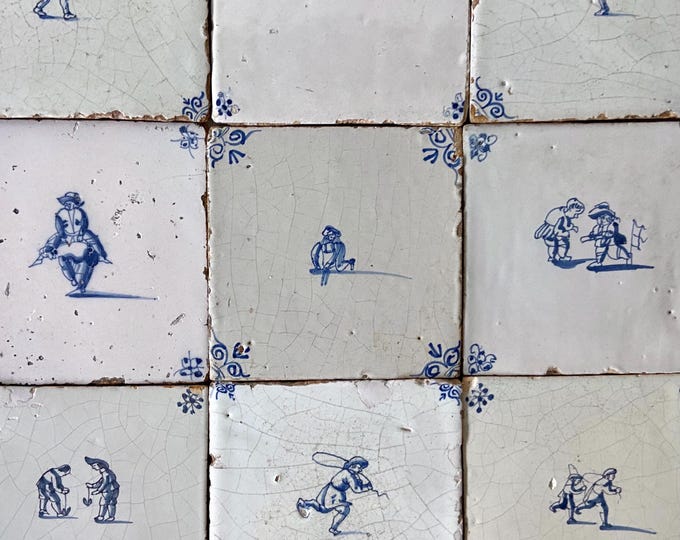 17th Century Delft Tiles - Blue and White - Playing Children - Childs ...