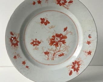 Chinese porcelain plate - Red flowers - Kangxi - 18th century - Asian art