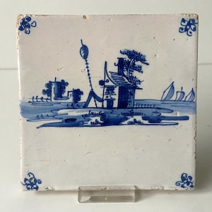 17th century Delft tile - Blue and white - Wall - Kitchen - Fireplace - Delftware - Dutch - Landscape