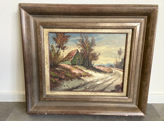 Jos Van Dijk - Painting - Barn in a Dutch Landscape Near a