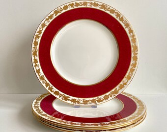 Set (4) Wedgwood &#39;Whitehall Powder Ruby&#39; diner plates - England, 1940&#39;s - Dinner, dish - Tableware, crockery - English - Vintage