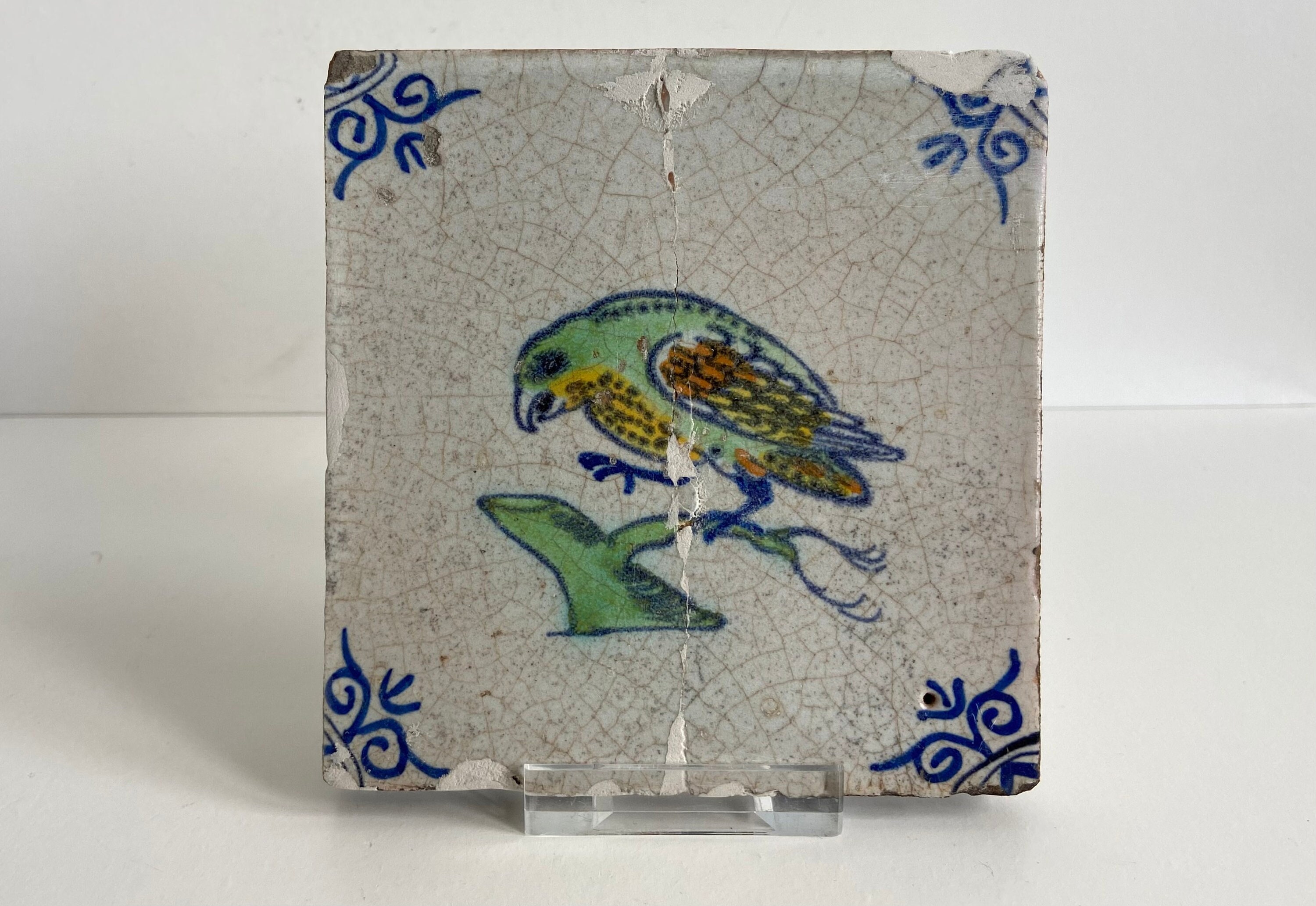 Carreau Trivet Ancien Rookwood – Perroquet Poterie #3077 – Vers 1920 – Occasion