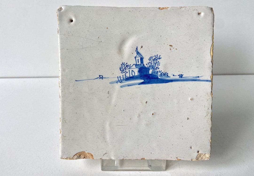 Antique Delft Tile - 17th Century - Building - Blue and White - Etsy