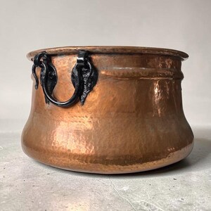 Big antique copper cooking pot kettle or bucket - 19th century - Iron handles - France - Big size