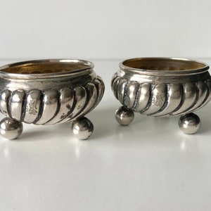 Two silver plate salts - 19th century - Gilded at the inside - Marked &#39;WH&#39; and another mark