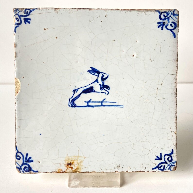 Delf Blue Rabbit 17th Century Delft Tile - Rabbit - Blue and White - Wall - Kitchen ...