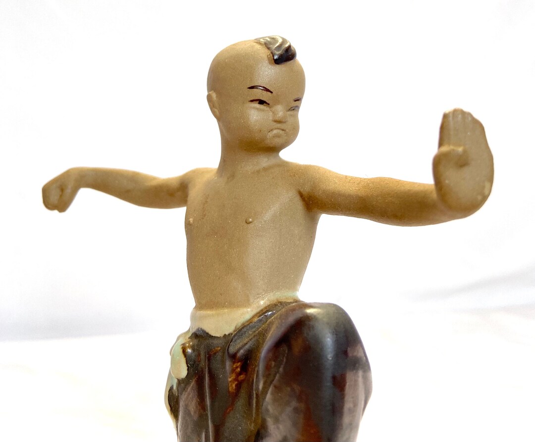 Karate Kid Shiwan Pottery Chinese Porcelain Asian Art China, 1970s