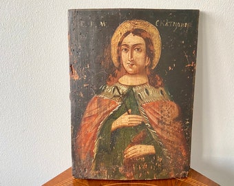 Icono antiguo - Siglo XVIII - Figura religiosa - Jesucristo - Pintado a mano