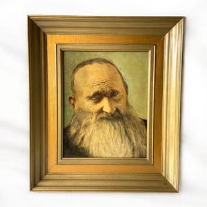Old portrait - Old man with beard - 20th century - Signature - Signed - Painting - Oil on canvas - Framed