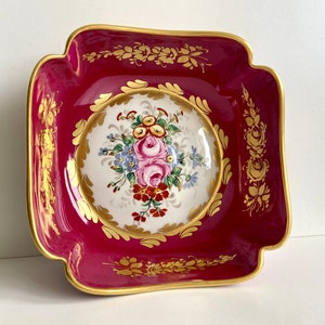 Pillivuyt France serving dish or bowl with a floral decoration and gold - France, Paris, midcentury, 1950&#39;s - Tableware, crockery, French