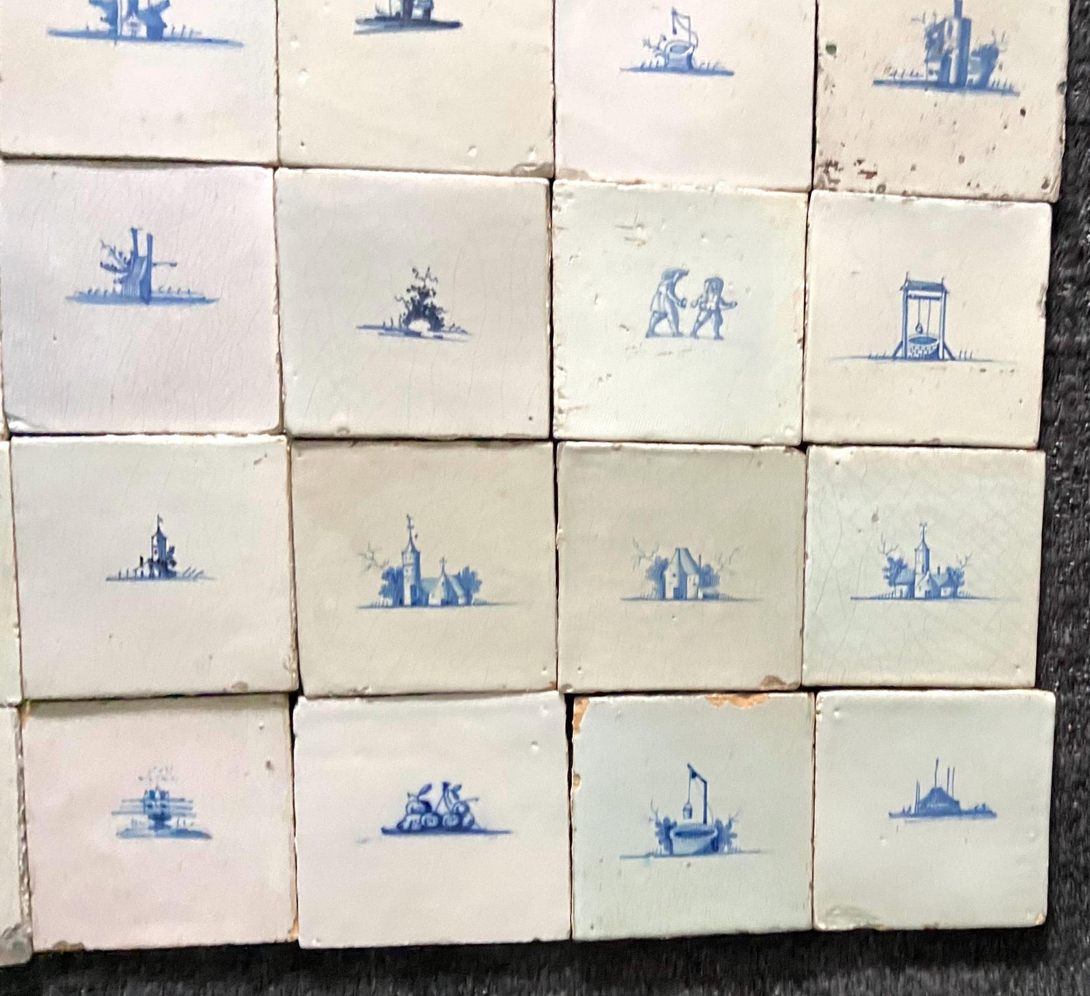 25 X Antique Delft Tile - 17th Century - Wall - Kitchen - Fireplace ...