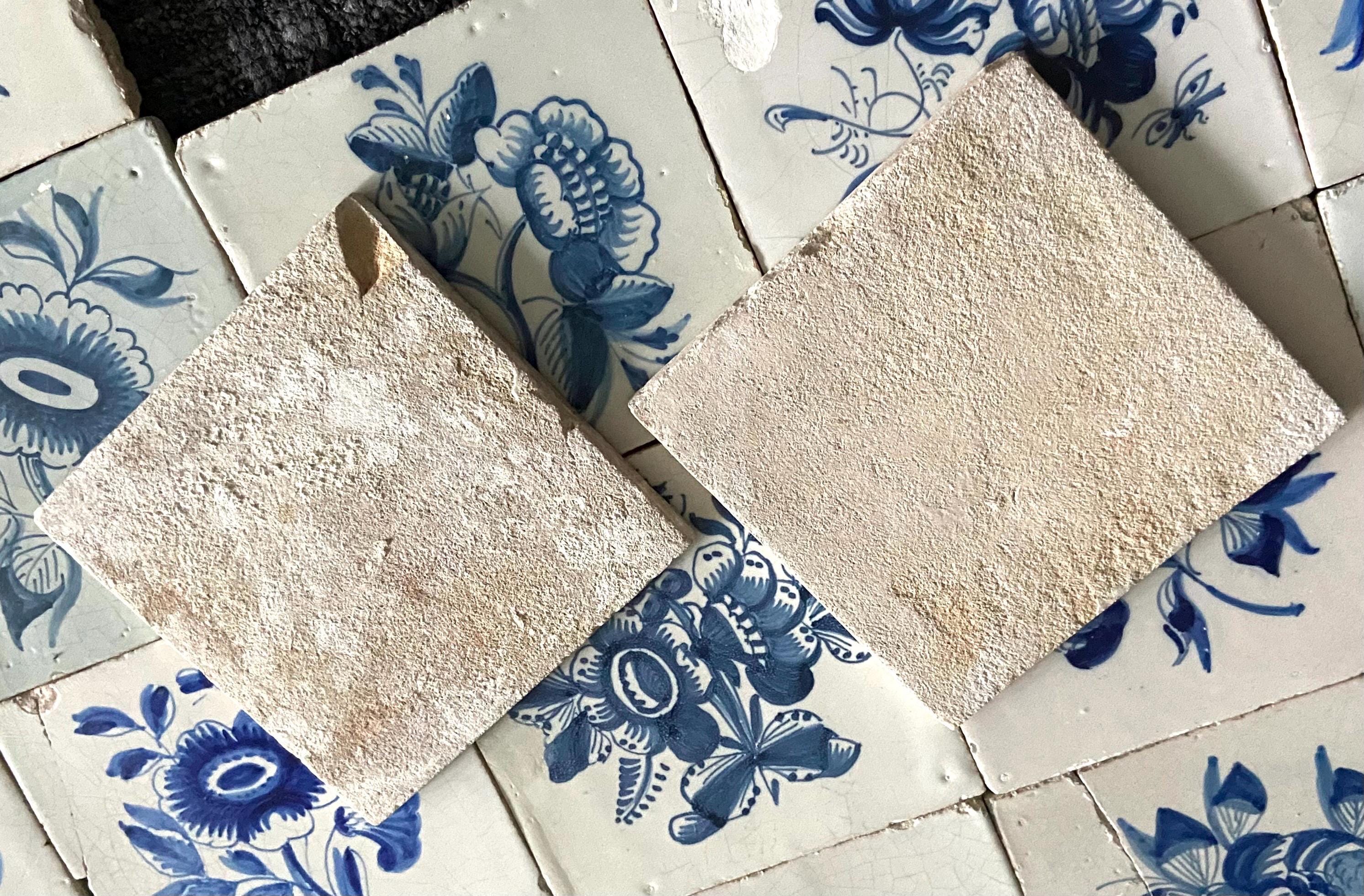 36 X Antique Delft Tile - Blue and White Flowers - Wall - Kitchen ...
