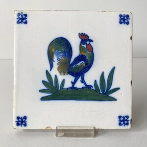 Antique Delft tile - Rooster - Dutch - Ceramic - 19th century - Animal - Wall - Kitchen - Fireplace - Ceramics - Tiling project
