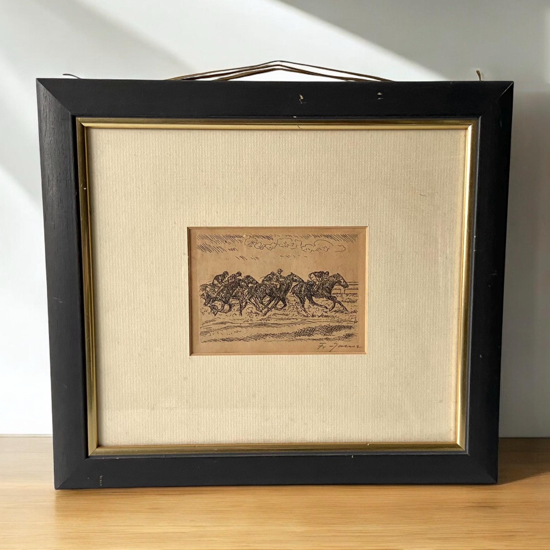 Old Etching - Jockeys - Jockey - Horse racing - The horses - Art - Wall art - 20th century