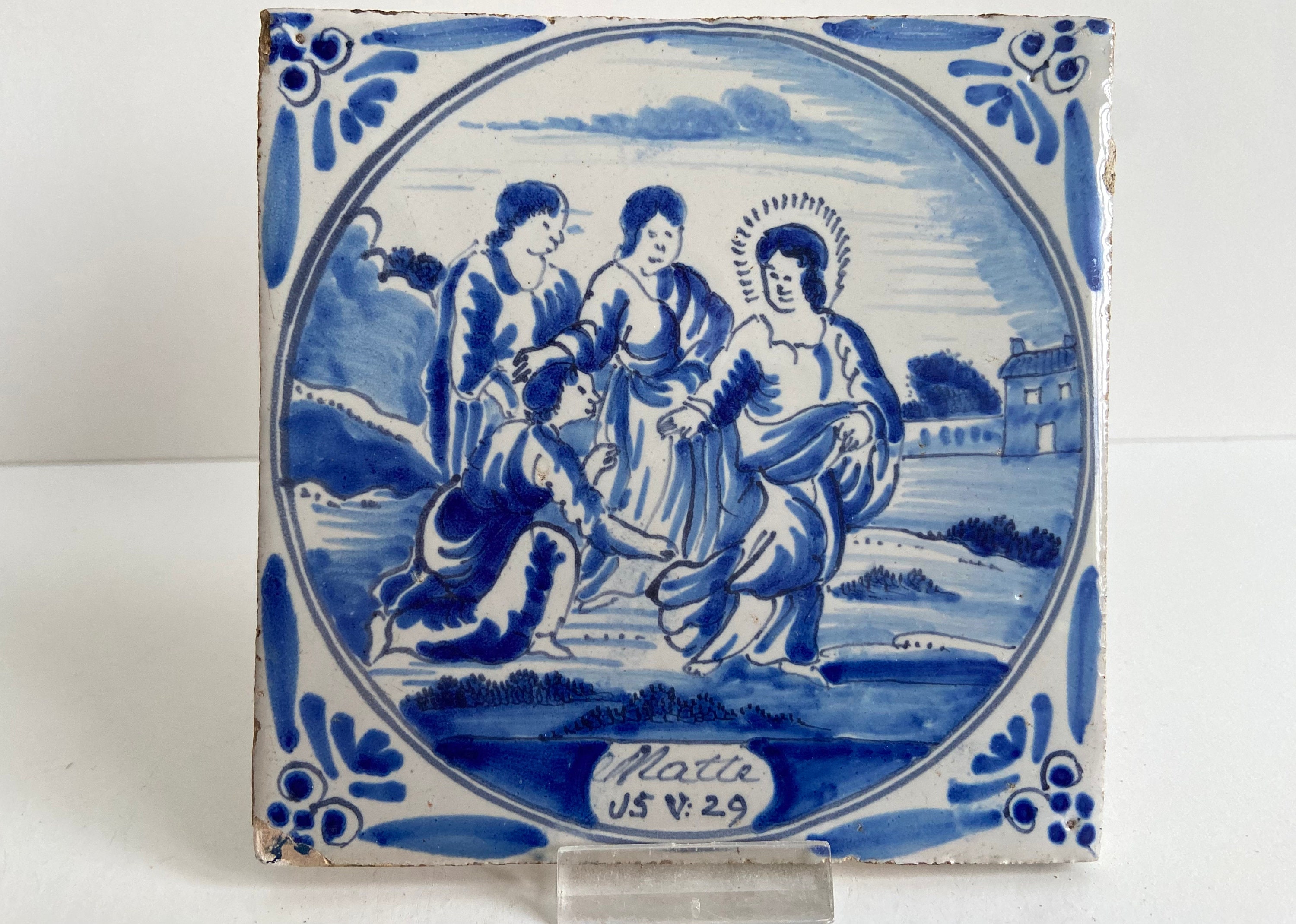 Antique tile - Bible - Biblical subject - 18th century - Delftware